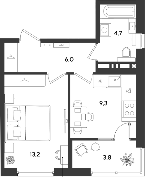 Планировка 33.2 м²