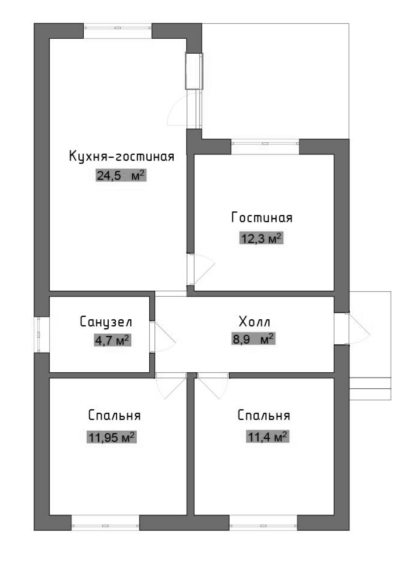 Планировка 74 м²