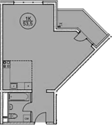 Планировка 53.5 м²