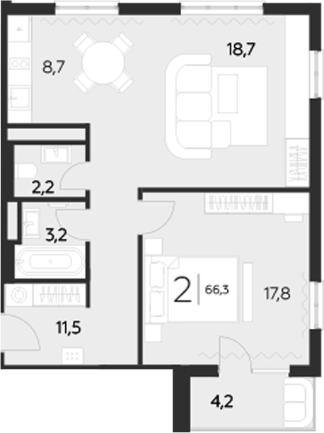 Планировка 62.1 м²