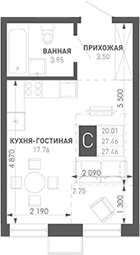 Планировка 26.48 м²