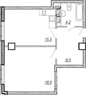 Планировка 46.6 м²