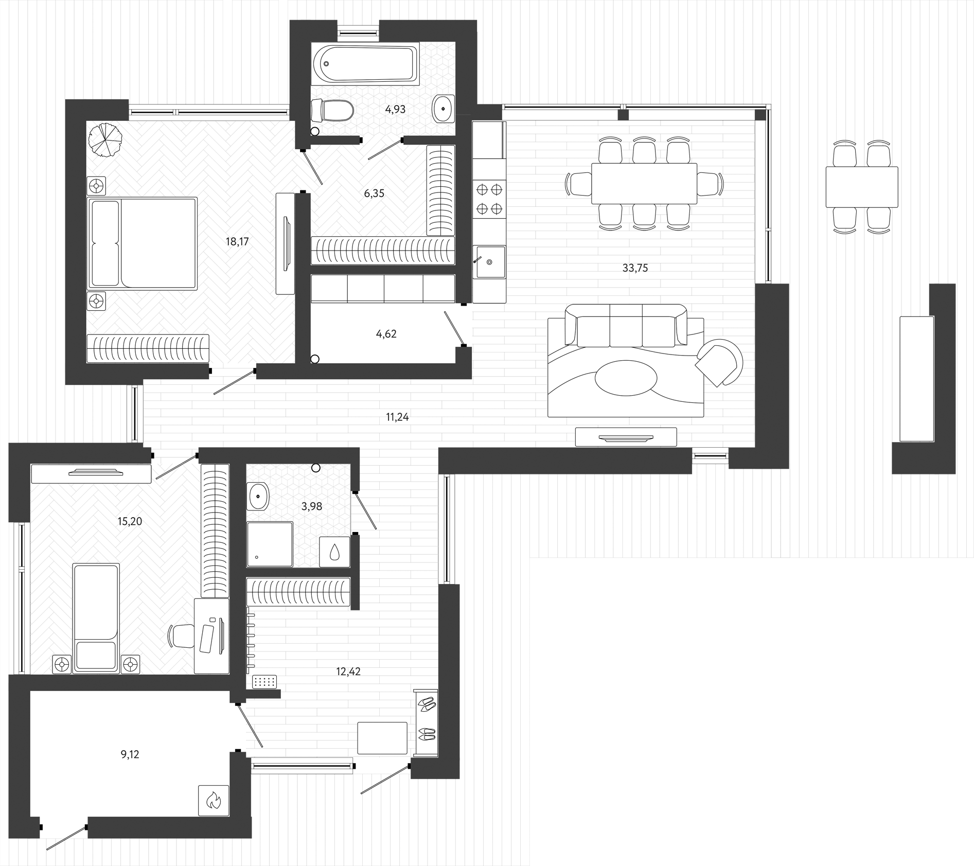 Планировка 119.78 м²