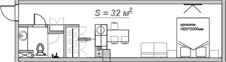 Планировка 32 м²