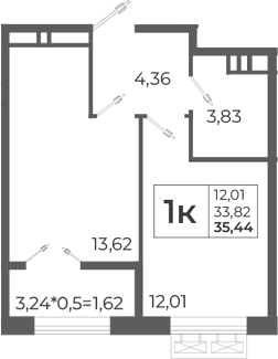 Планировка 36.12 м²
