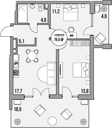 Продается 2-комн. квартира, 52.4 м²