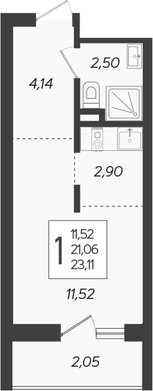 Планировка 21.06 м²
