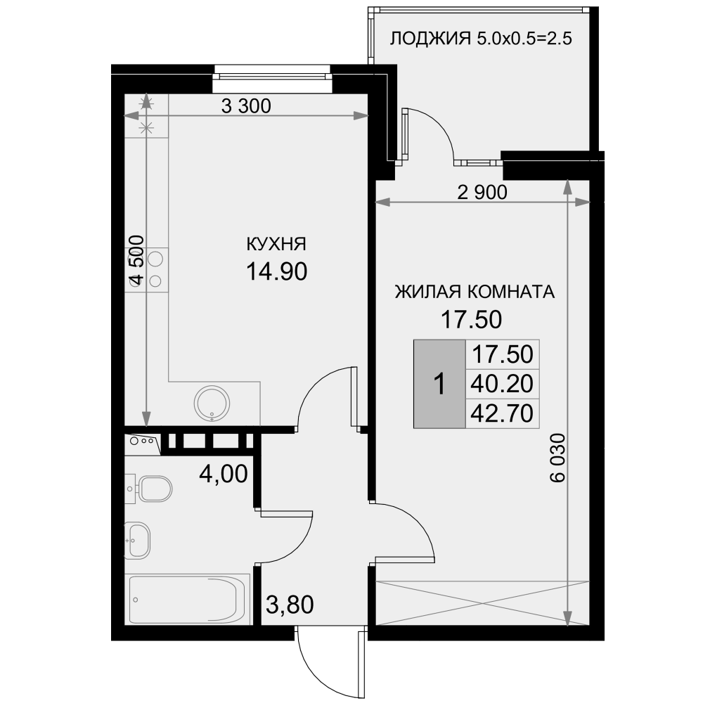 Планировка 38.4 м²