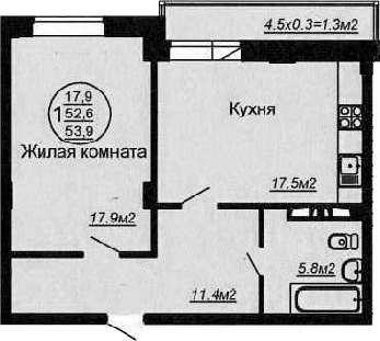 Планировка 55.5 м²