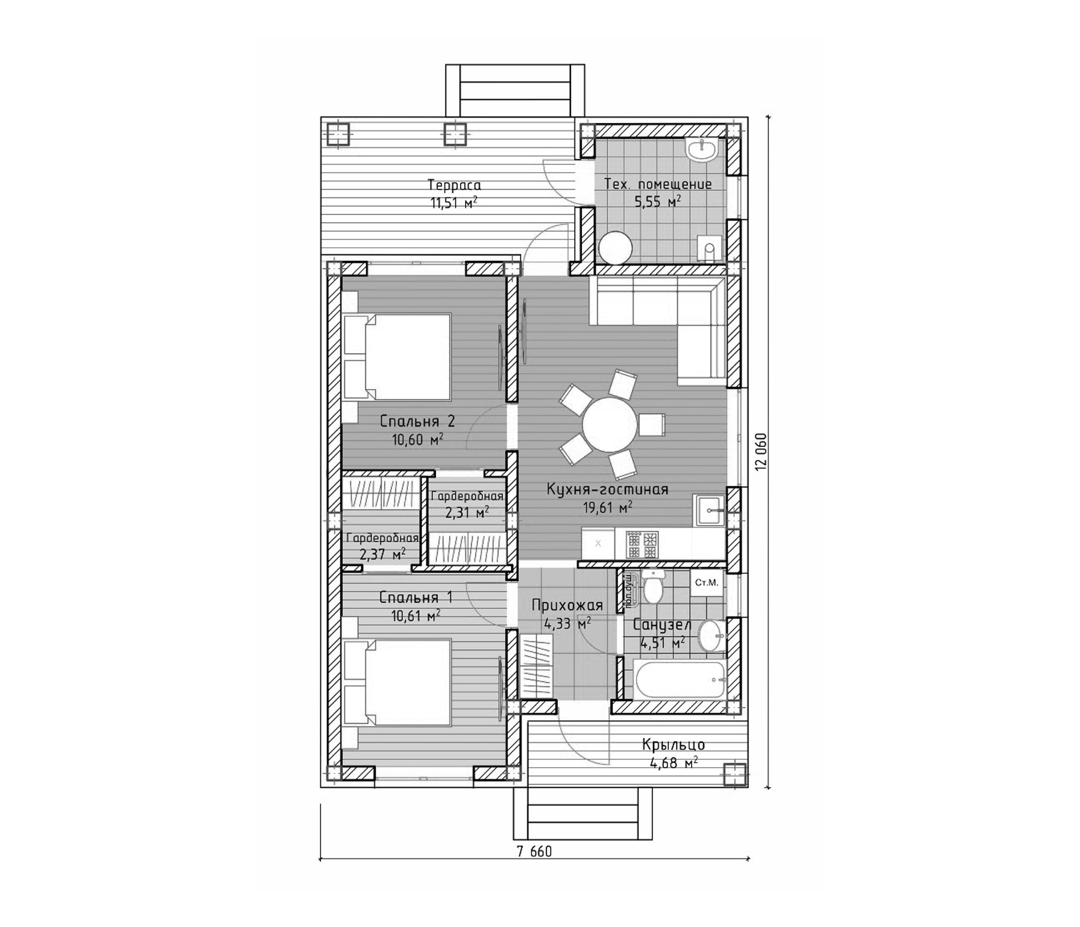 Планировка 63.49 м²