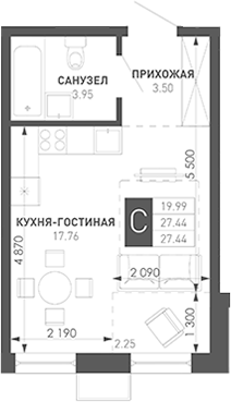 Планировка 26.5 м²