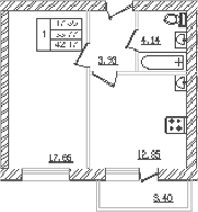 Планировка 36.39 м²