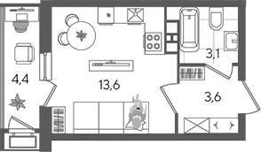 Планировка 20.3 м²