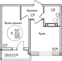 1-комн. · 31.45 м²