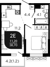 Планировка 38.7 м²