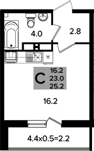 Студия · 23 м²