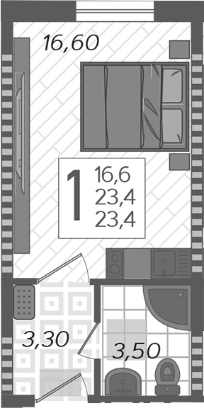 Планировка 23.4 м²