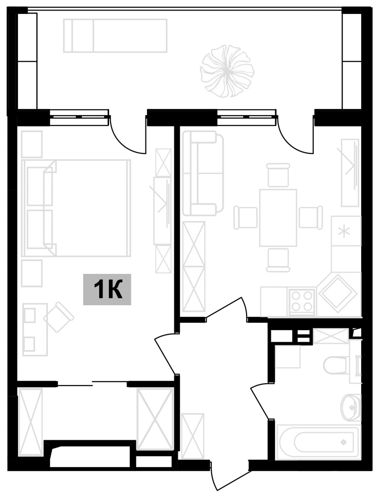 Планировка 43.48 м²