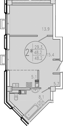 Планировка 48.2 м²