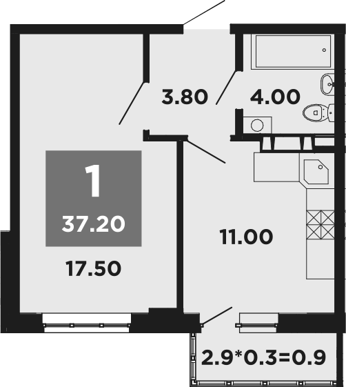 Продается 1-комн. квартира, 36.1 м²