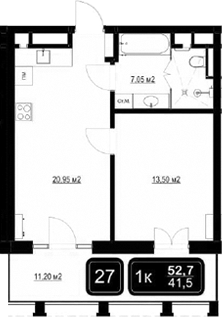 Планировка 41.5 м²