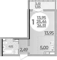 Планировка 25.46 м²
