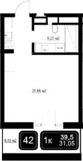 Планировка 31.05 м²