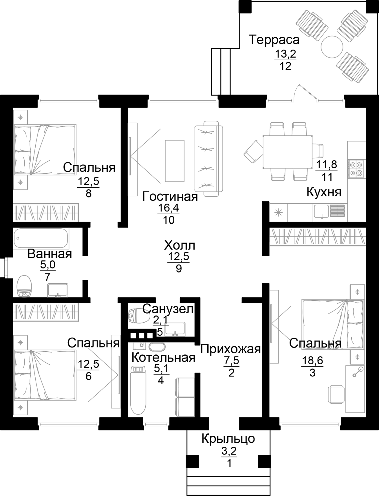Планировка 107.2 м²