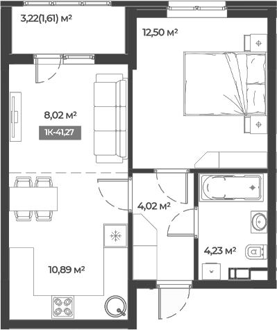 Продается 1-комн. квартира, 39.66 м²