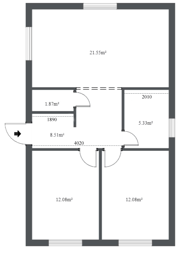 Планировка 65 м²