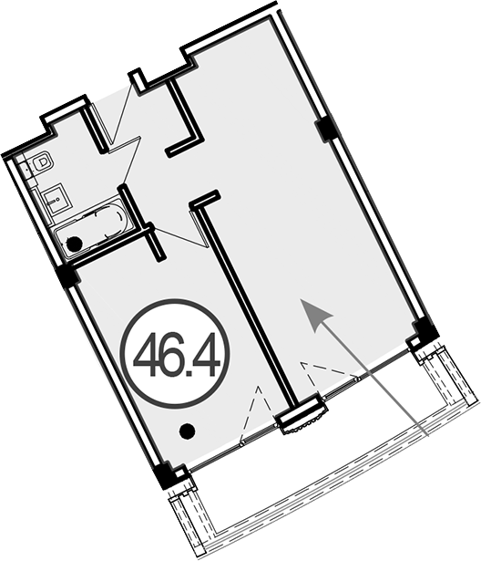 Продается 1-комн. квартира, 46.4 м²
