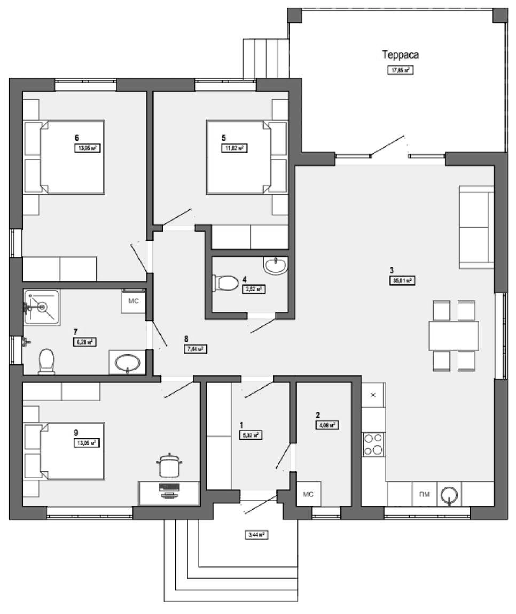 Планировка 99.15 м²