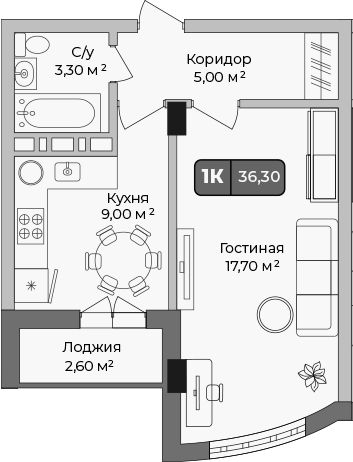 Планировка 35 м²