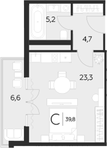 Студия · 33.2 м²