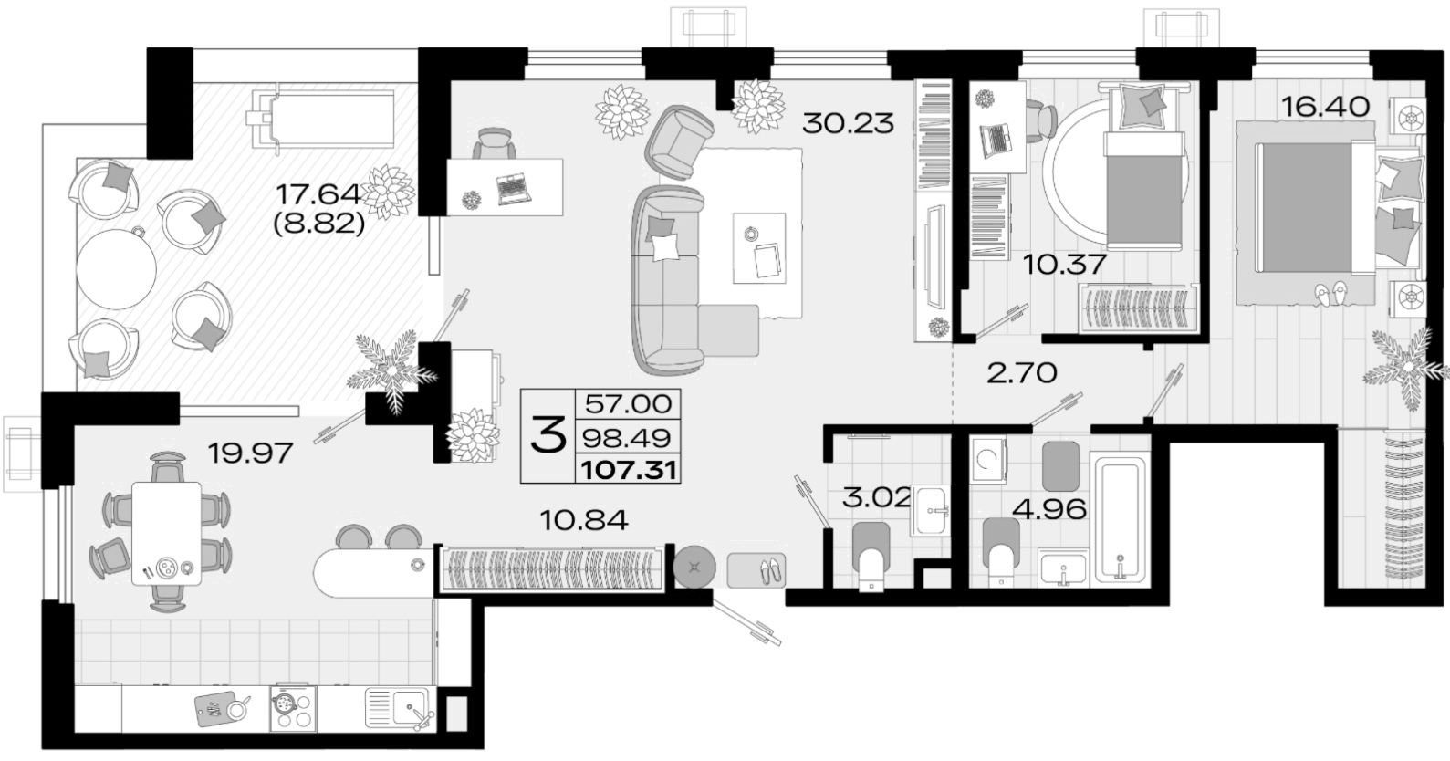 Планировка 97.93 м²