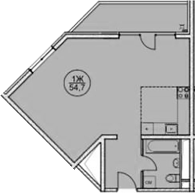 Планировка 54.7 м²
