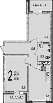 Планировка 49.8 м²