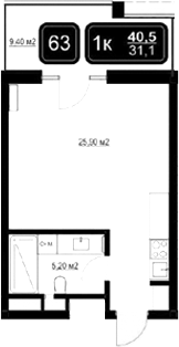 Студия · 31.1 м²