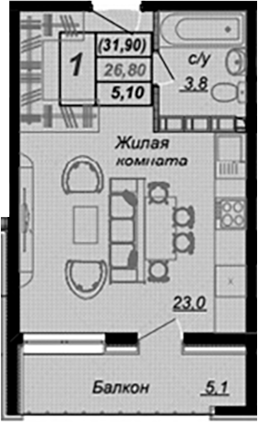 Планировка 30.1 м²