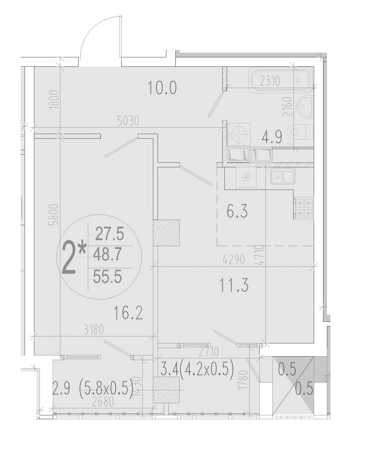 Планировка 49.2 м²