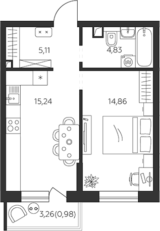 Планировка 40.04 м²