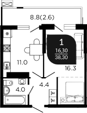 Планировка 36.7 м²