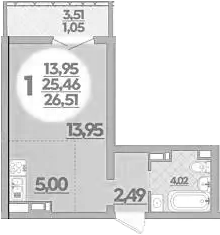 Студия · 25.46 м²