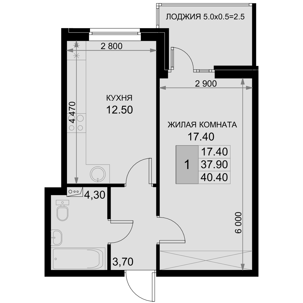 Планировка 37.9 м²