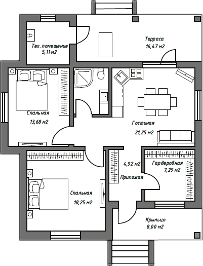 Планировка 83.53 м²