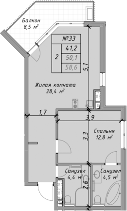 Продается 2-комн. квартира, 50.1 м²