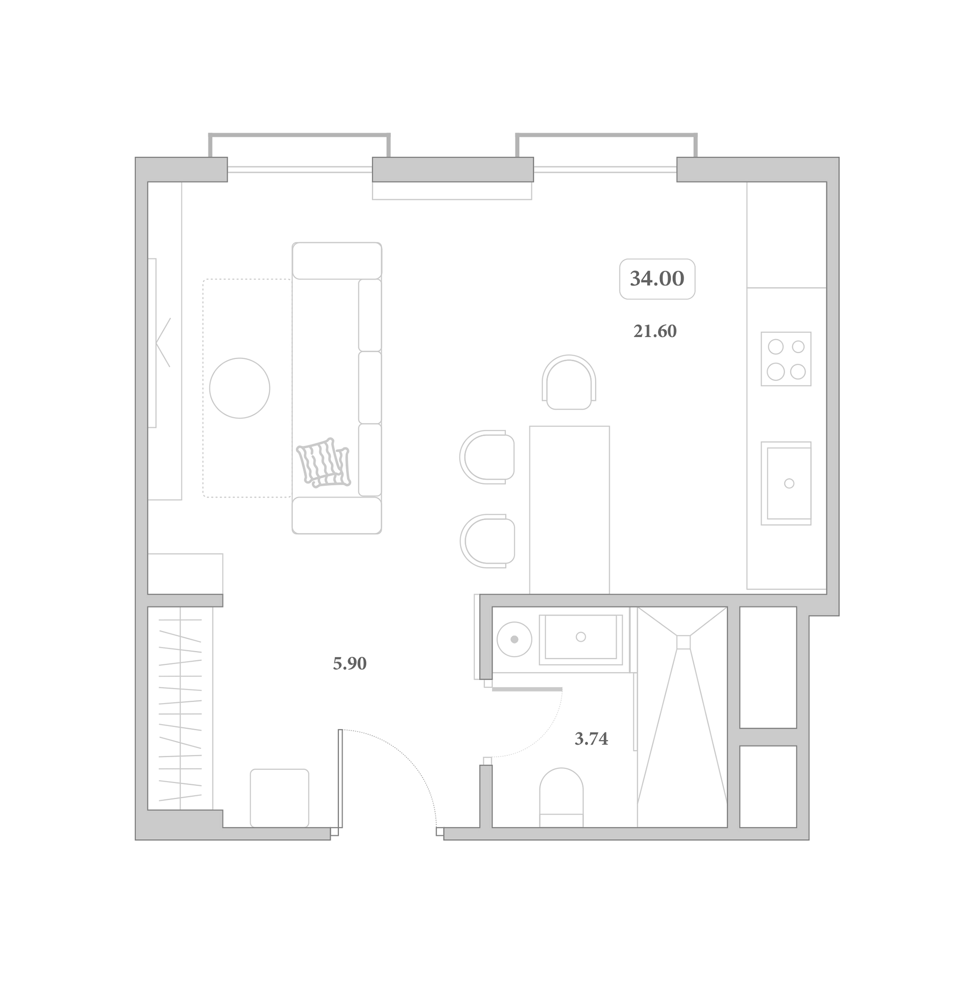 Планировка 32.6 м²