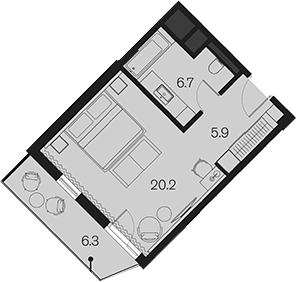 Планировка 32.9 м²