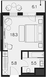 Планировка 29.6 м²