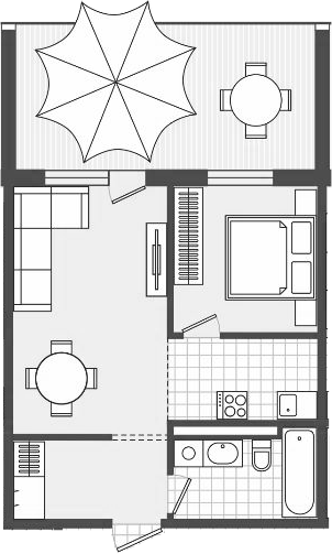Планировка 57.6 м²